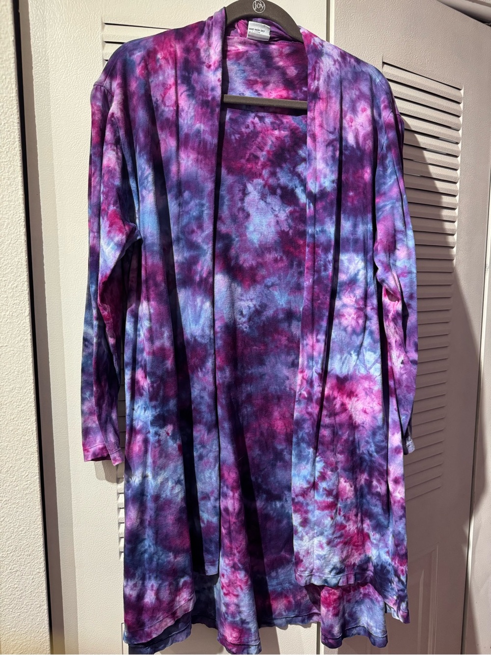 Tie-Dye Open Front Cardigan - Purple & Blue